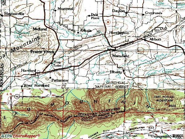 Zip code 72944 topographic map