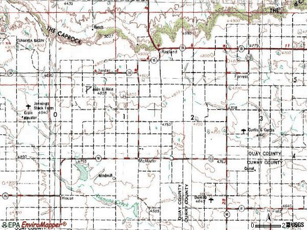 Zip code 88427 topographic map