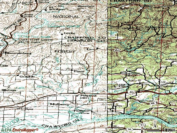 Zip code 72947 topographic map