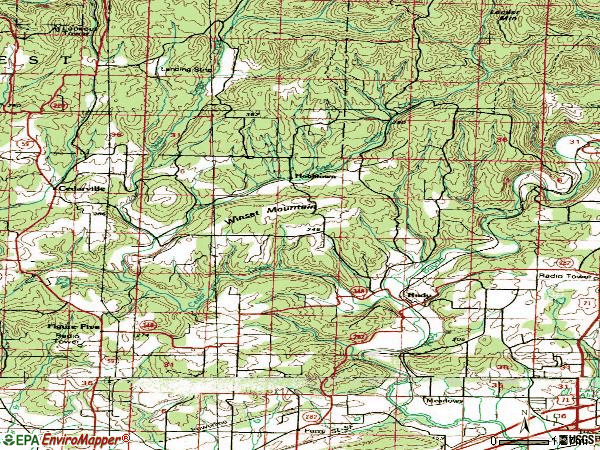 Zip code 72952 topographic map