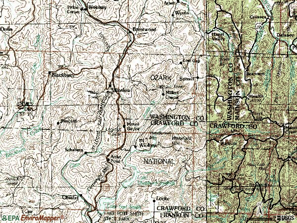 Zip code 72959 topographic map
