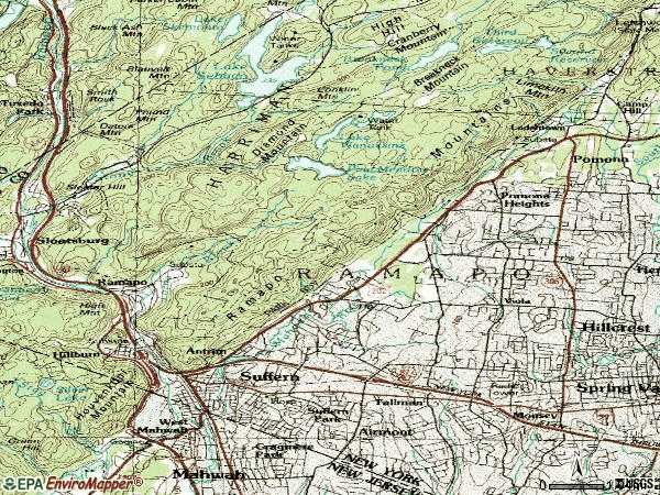 Zip code 10901 topographic map
