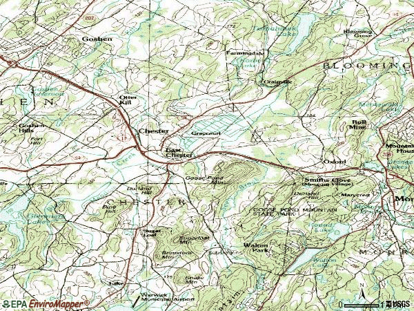 Zip code 10918 topographic map