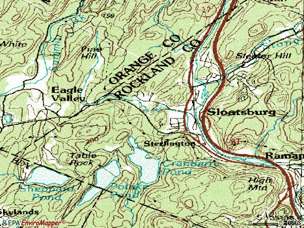Zip code 10974 topographic map