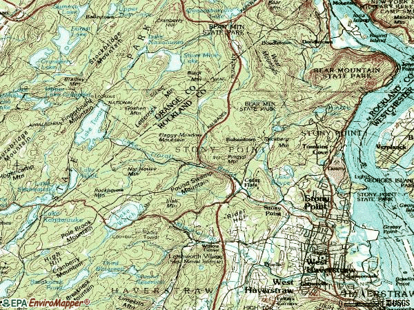Zip code 10980 topographic map