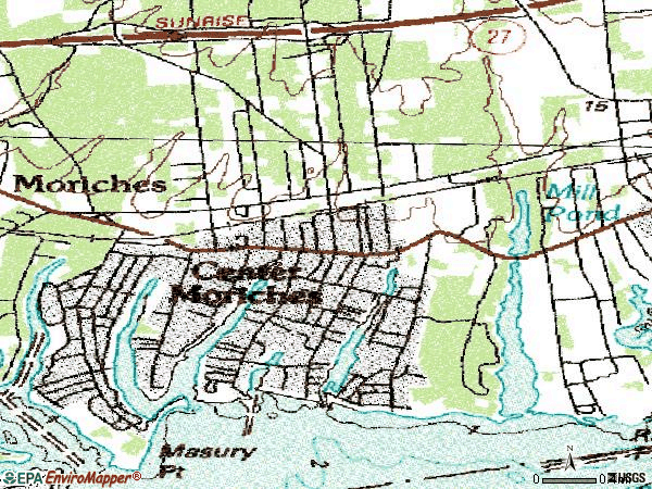 Zip code 11934 topographic map