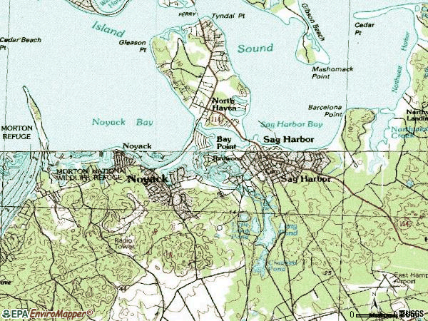 Zip code 11963 topographic map