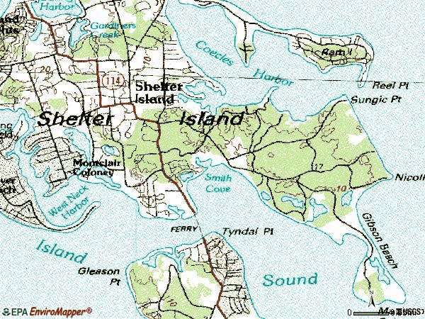 Zip code 11964 topographic map