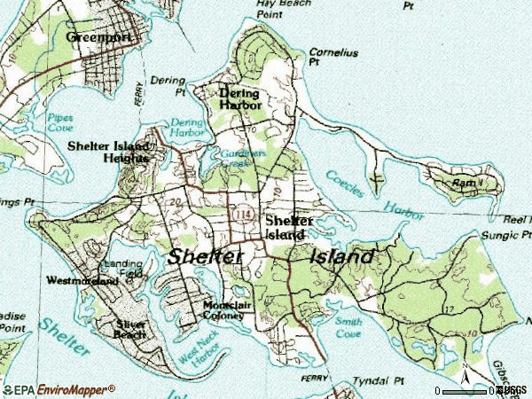 Zip code 11965 topographic map
