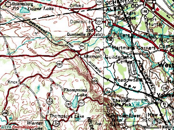 Zip code 12009 topographic map