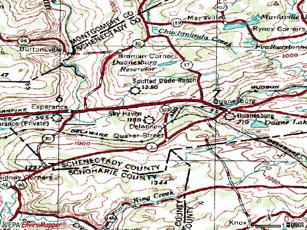 Zip code 12053 topographic map
