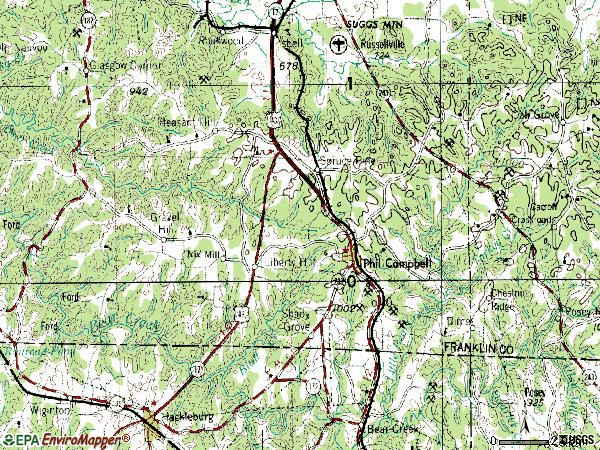 Zip code 35581 topographic map