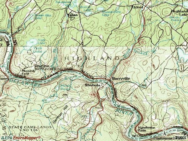 Zip code 12719 topographic map