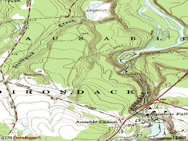 Zip code 12911 topographic map