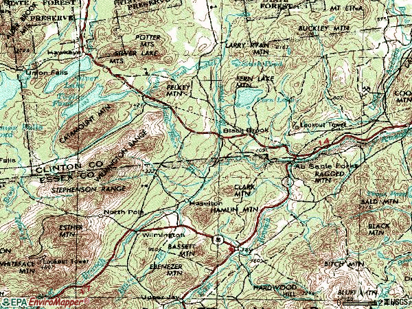 Zip code 12912 topographic map