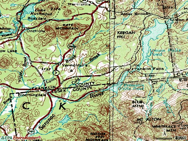 Zip code 12913 topographic map