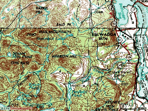 Zip code 12928 topographic map