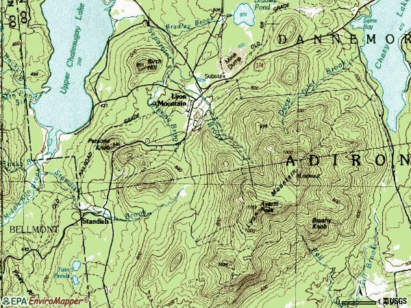 Zip code 12952 topographic map