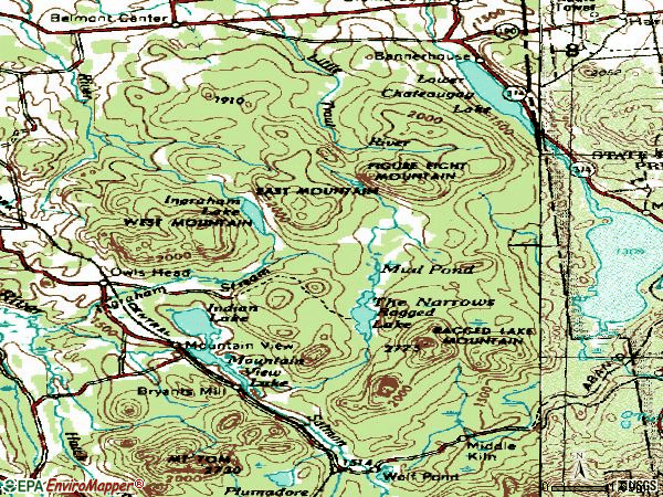 Zip code 12969 topographic map