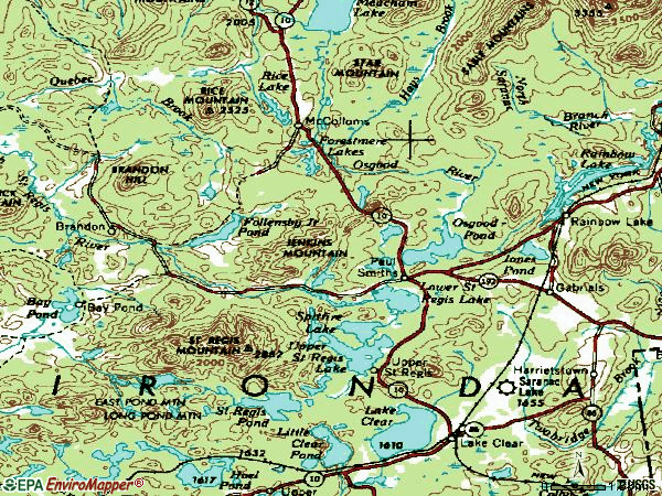 Zip code 12970 topographic map