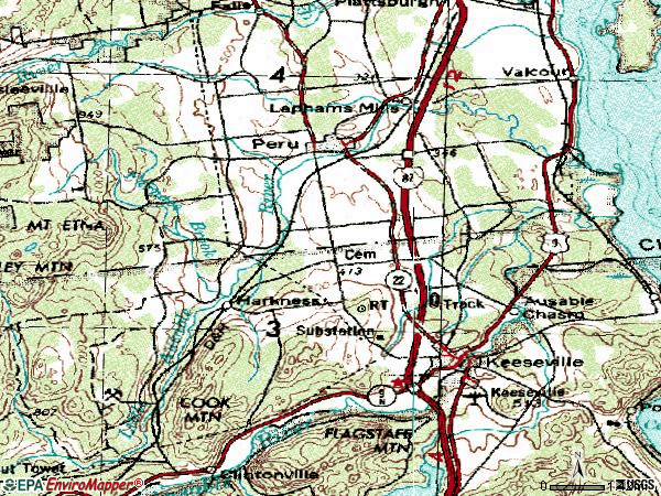 topographic maps of peru. Zip code 12972 topographic map