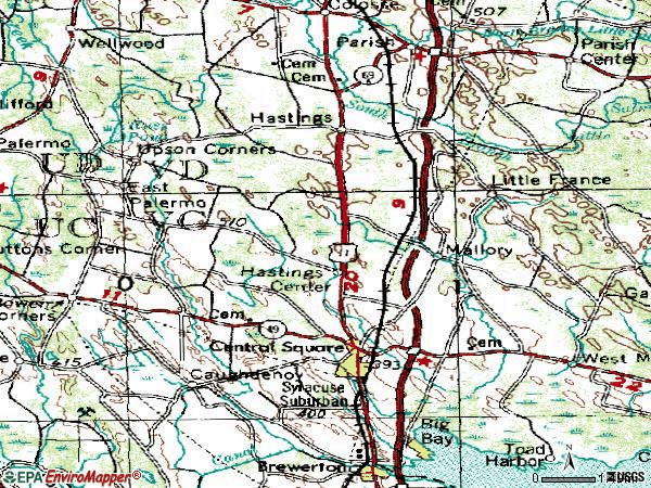 Zip code 13036 topographic map