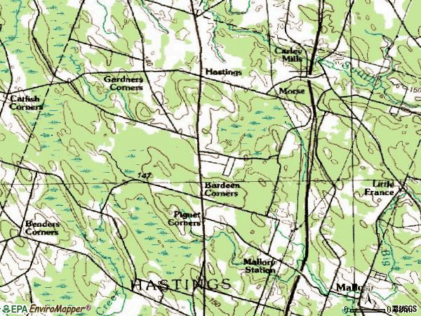 Zip code 13076 topographic map