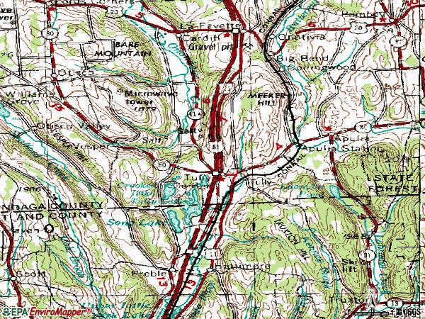 Zip code 13159 topographic map