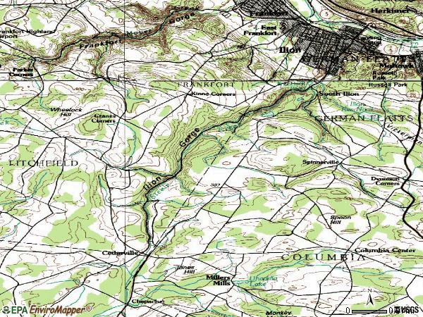 Zip code 13357 topographic map