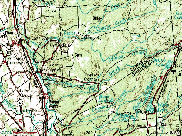 Zip code 13433 topographic map