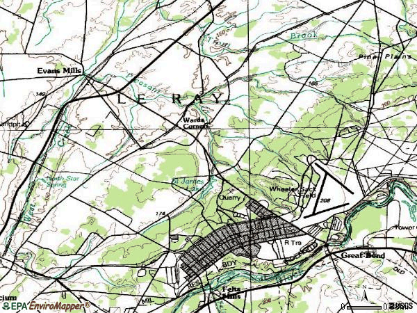 Zip code 13602 topographic map