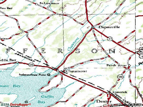 Zip code 13622 topographic map
