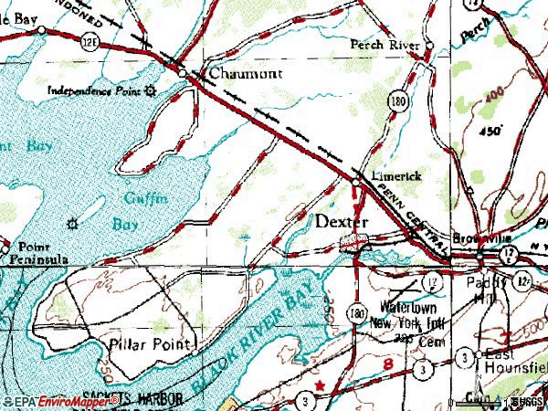 Zip code 13634 topographic map