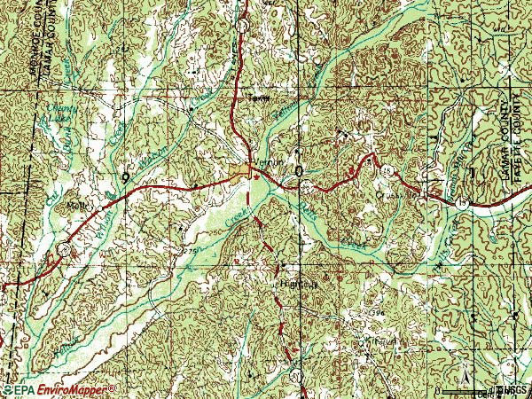 Zip code 35592 topographic map