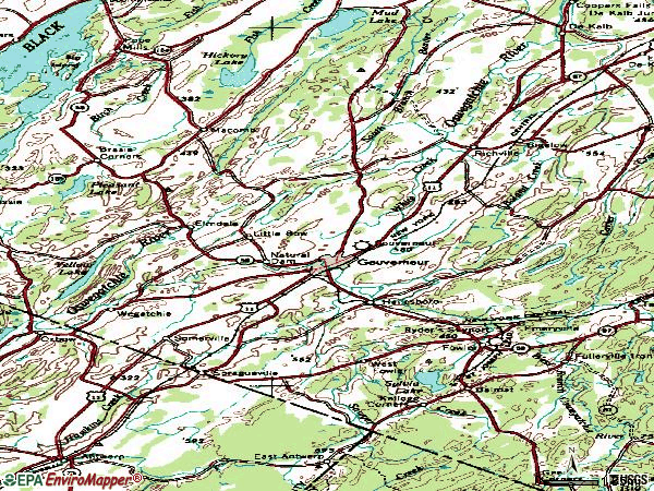 Zip code 13654 topographic map