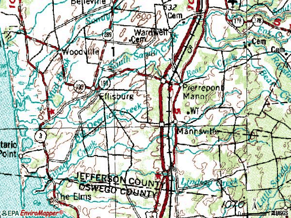 Zip code 13661 topographic map