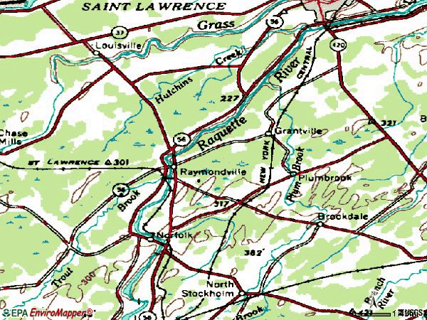 Zip code 13667 topographic map
