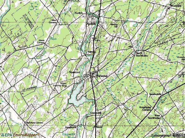 Zip code 13668 topographic map