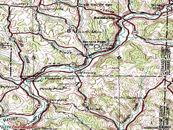 Zip code 13730 topographic map