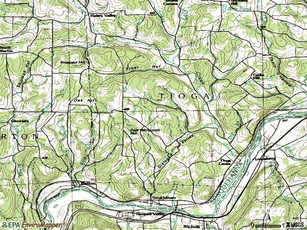 Zip code 13734 topographic map