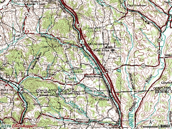 Zip code 13803 topographic map