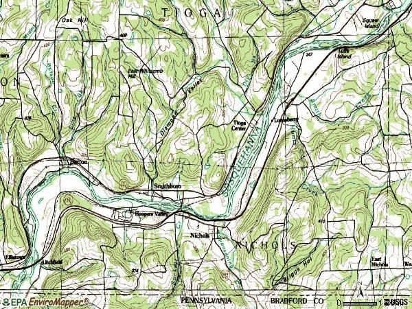 Zip code 13812 topographic map