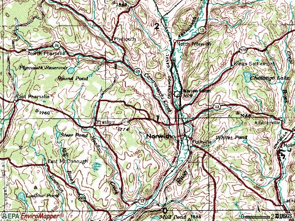 Zip code 13815 topographic map
