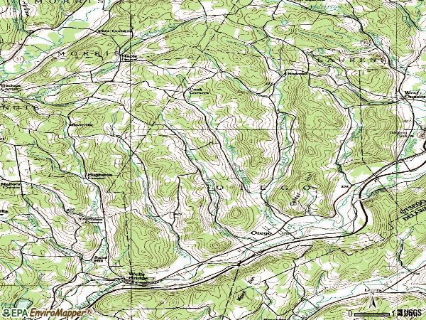 Zip code 13825 topographic map