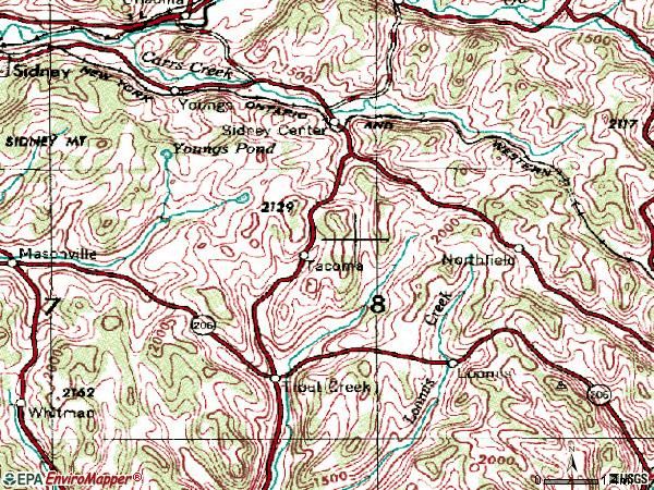 Zip code 13839 topographic map