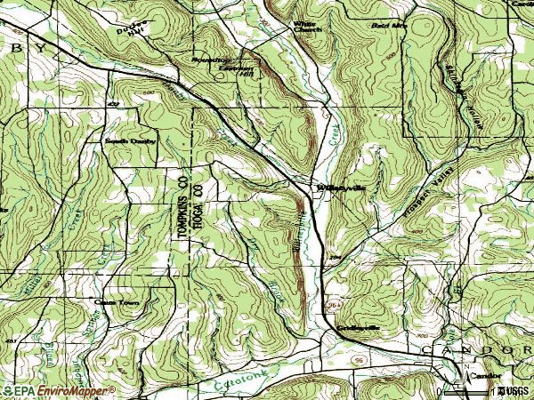 Zip code 13864 topographic map