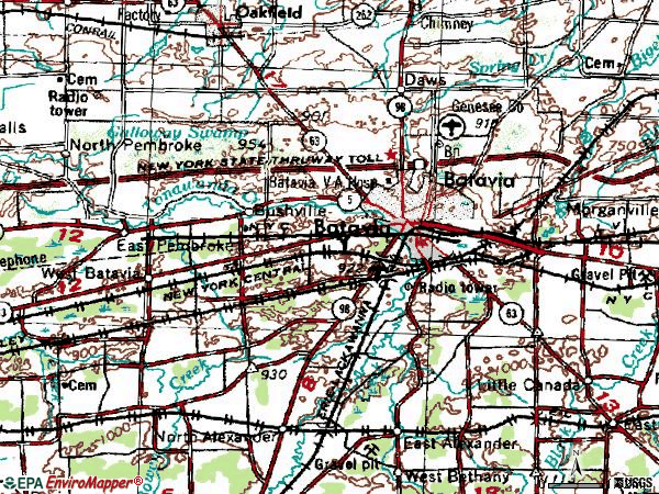 Zip code 14020 topographic map