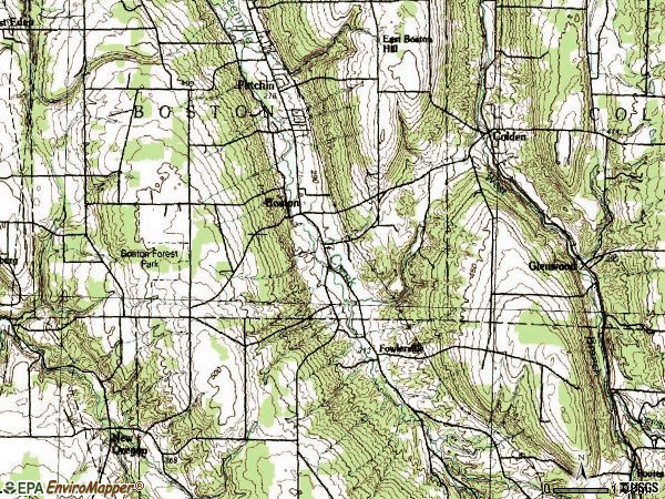 Zip code 14025 topographic map