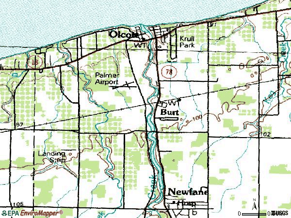 Zip code 14028 topographic map