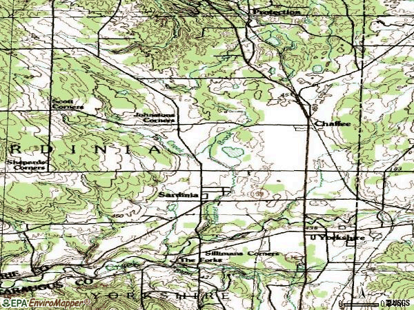 Zip code 14030 topographic map